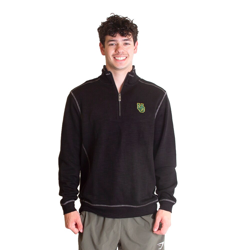 Interlocking UO, Tommy Bahama, Black, Pullover, Men, Tobago, Overdyed, 1/4-Zip, Sweatshirt, 720304